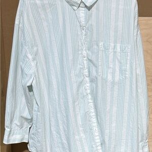 Old Navy White Shirt with Light Blue Stripes